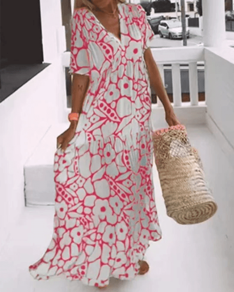 Nicole | Fließendes Maxikleid mit Print