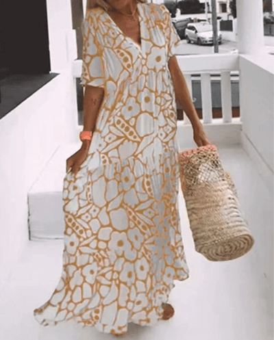 Nicole | Fließendes Maxikleid mit Print