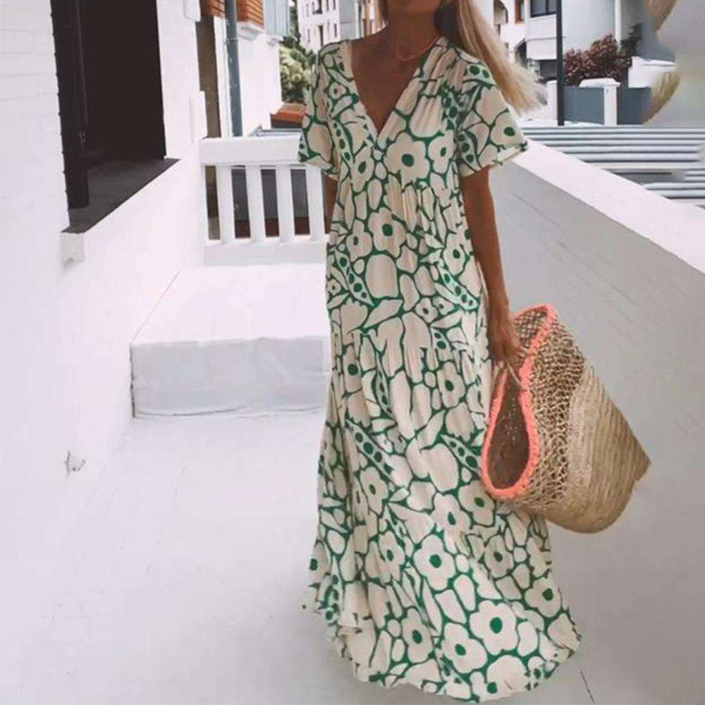 Nicole | Fließendes Maxikleid mit Print