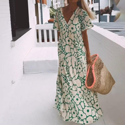 Nicole | Fließendes Maxikleid mit Print