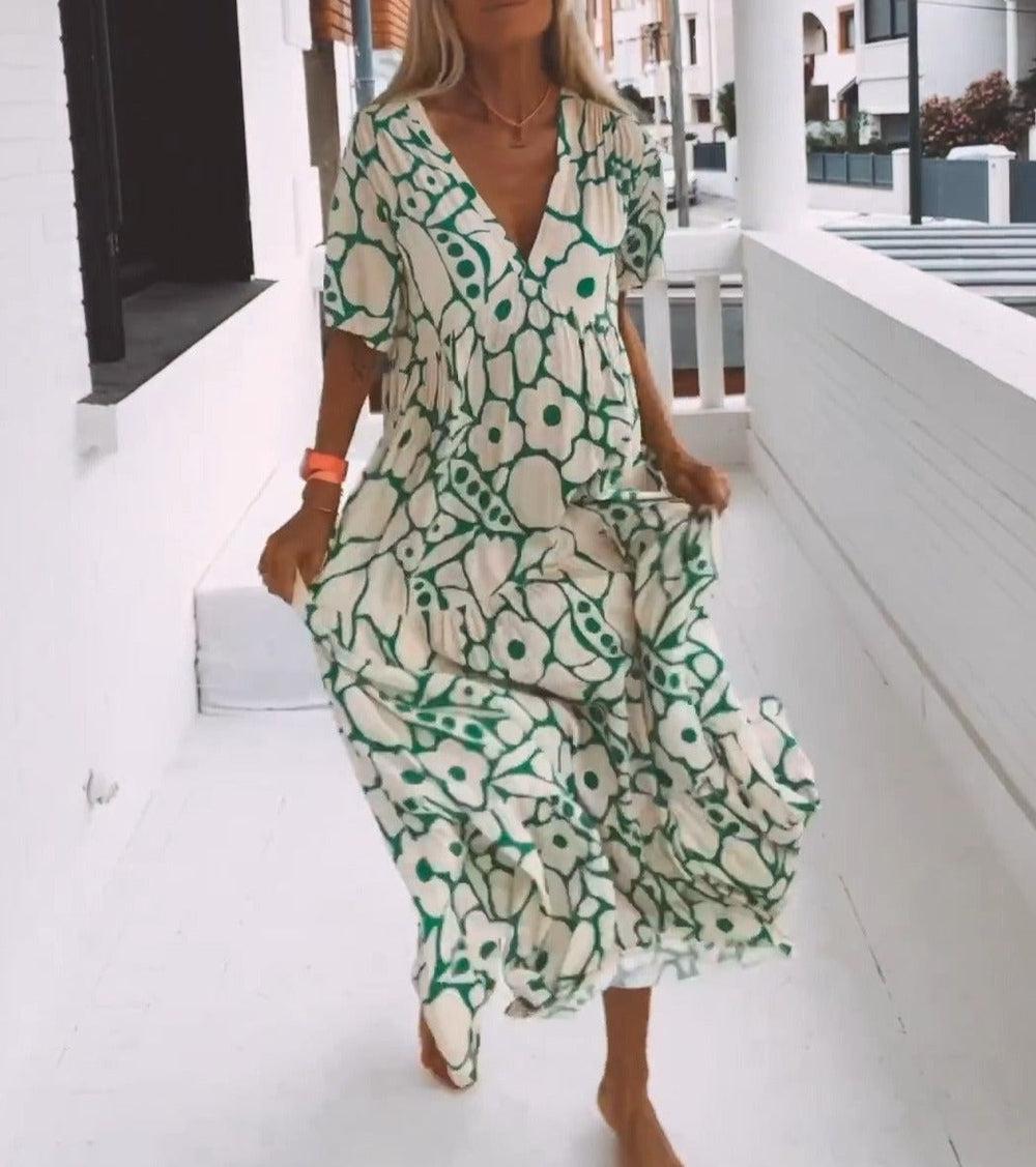 Nicole | Fließendes Maxikleid mit Print
