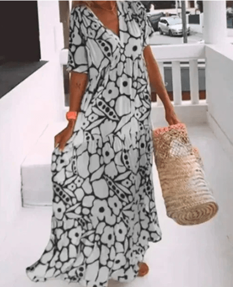 Nicole | Fließendes Maxikleid mit Print