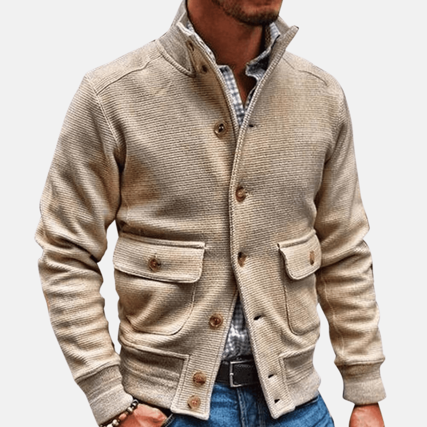 Baylor | Gemütliche Strickjacke mit Stehkragen