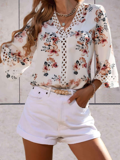 Noelle | Soft Bloom Bluse mit V-Ausschnitt
