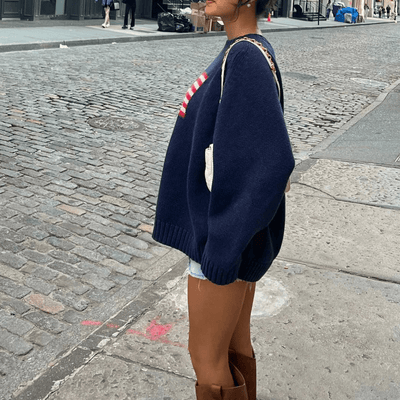 Zoey | Klassischer Pullover mit Sternen und Streifen