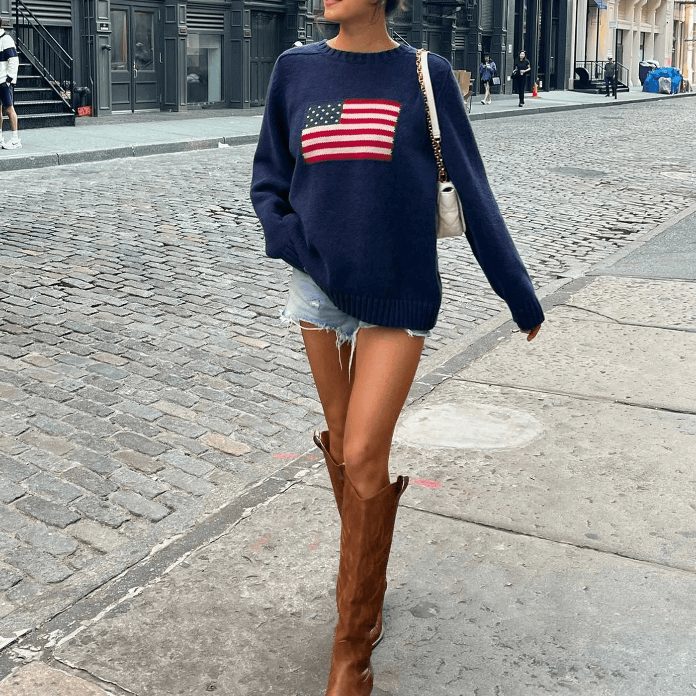 Zoey | Klassischer Pullover mit Sternen und Streifen