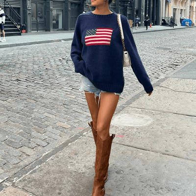 Zoey | Klassischer Pullover mit Sternen und Streifen