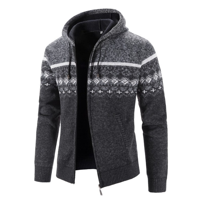 Trenton | Stylish Patterned Knit Hooded Sweater
