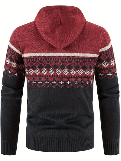 Trenton | Stylish Patterned Knit Hooded Sweater