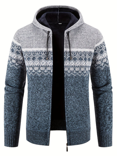 Trenton | Stylish Patterned Knit Hooded Sweater