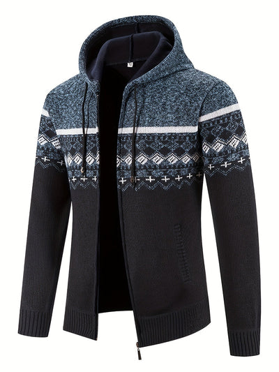 Trenton | Stylish Patterned Knit Hooded Sweater