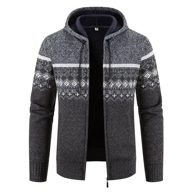 Trenton | Stylish Patterned Knit Hooded Sweater