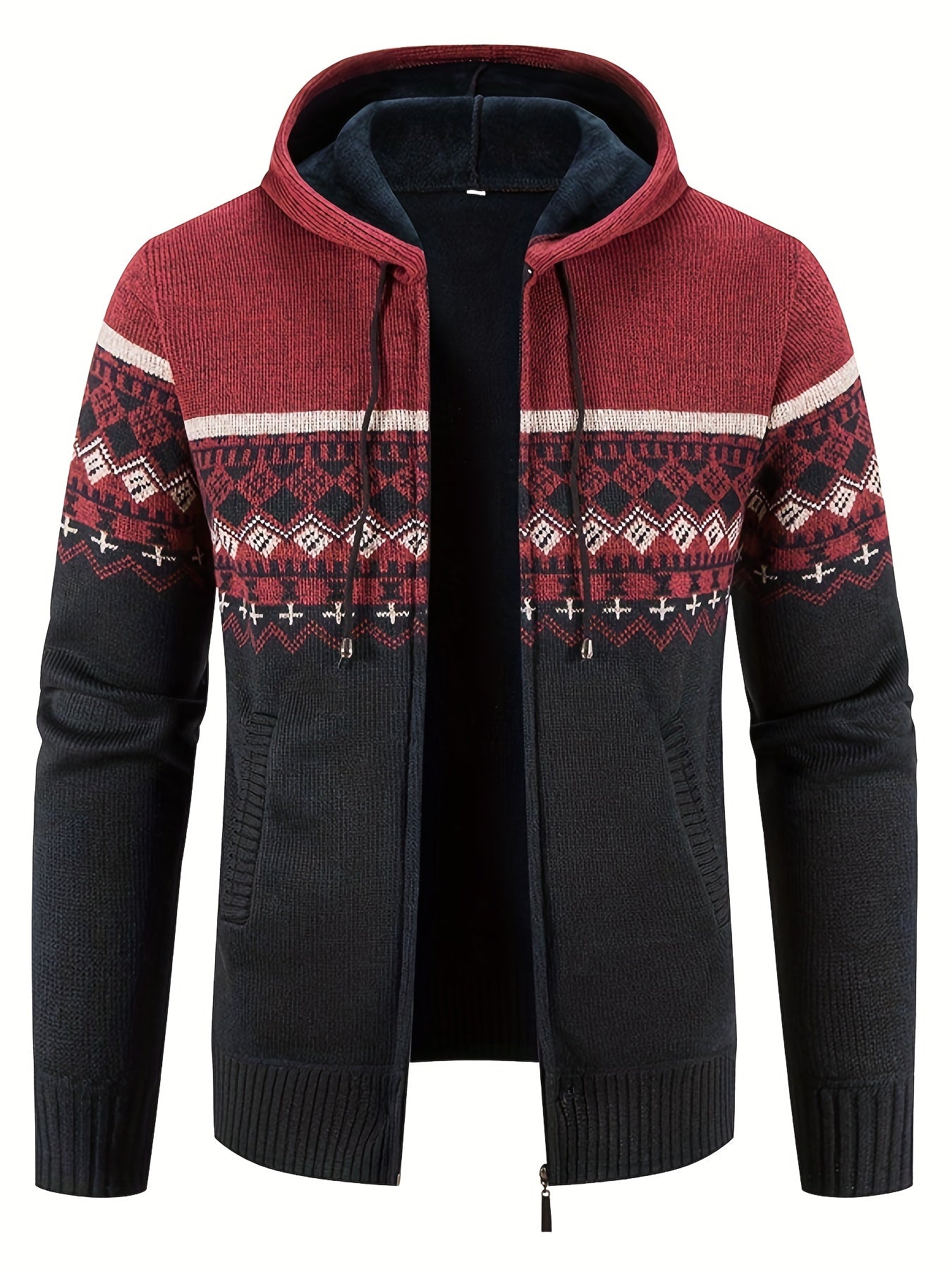Trenton | Stylish Patterned Knit Hooded Sweater