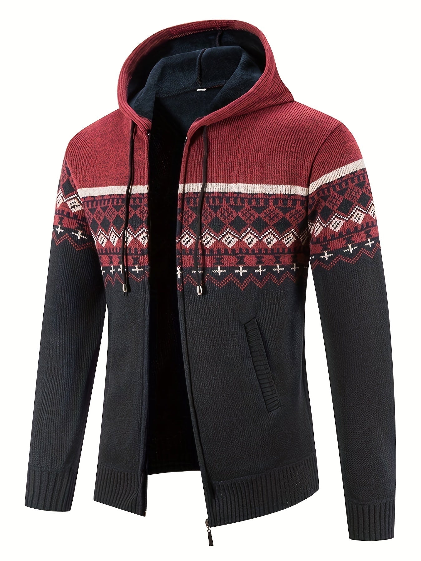 Trenton | Stylish Patterned Knit Hooded Sweater