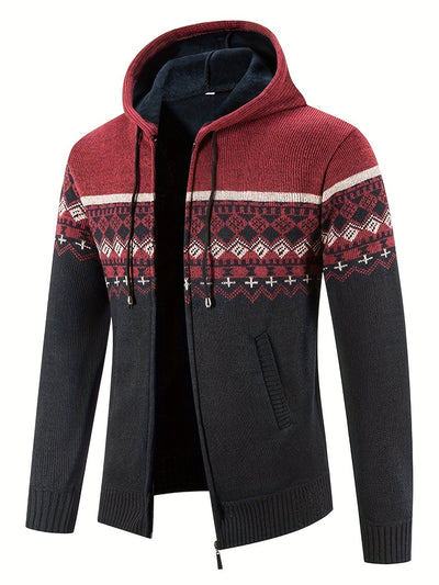 Trenton | Stylish Patterned Knit Hooded Sweater