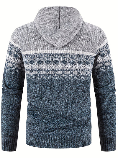 Trenton | Stylish Patterned Knit Hooded Sweater