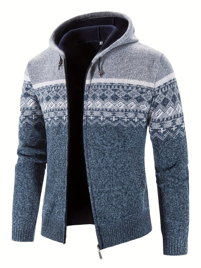 Trenton | Stylish Patterned Knit Hooded Sweater