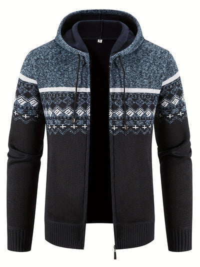 Trenton | Stylish Patterned Knit Hooded Sweater