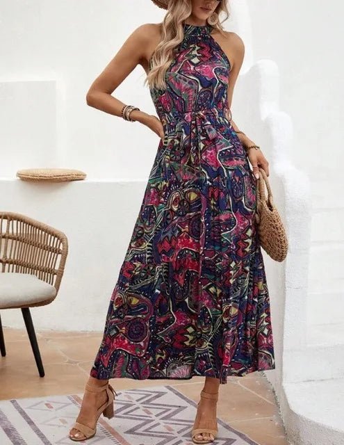 Elanora | Bedrucktes Neckholder-Maxikleid