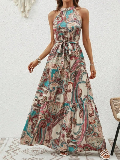 Elanora | Bedrucktes Neckholder-Maxikleid
