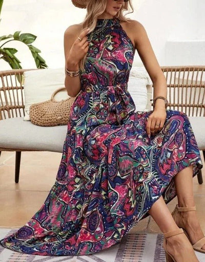 Elanora | Bedrucktes Neckholder-Maxikleid