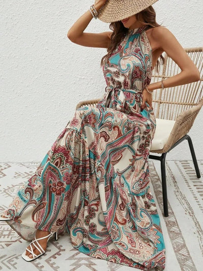 Elanora | Bedrucktes Neckholder-Maxikleid