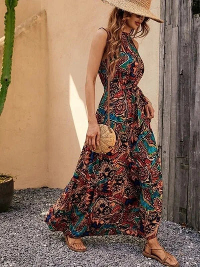 Elanora | Bedrucktes Neckholder-Maxikleid