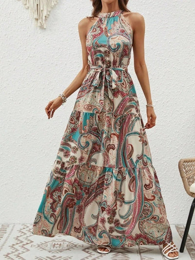 Elanora | Bedrucktes Neckholder-Maxikleid