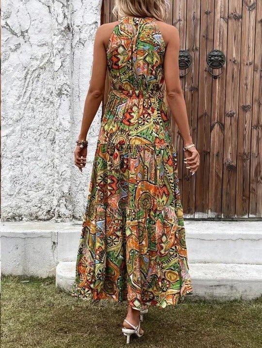 Elanora | Bedrucktes Neckholder-Maxikleid