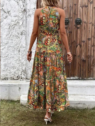 Elanora | Bedrucktes Neckholder-Maxikleid
