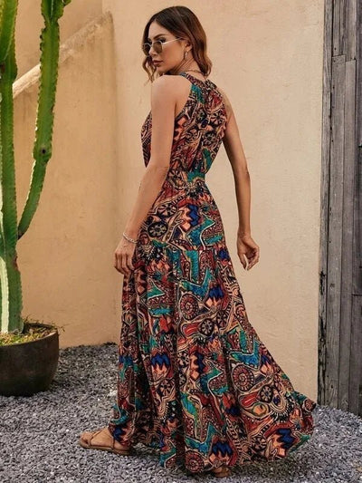 Elanora | Bedrucktes Neckholder-Maxikleid