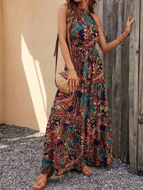 Elanora | Bedrucktes Neckholder-Maxikleid