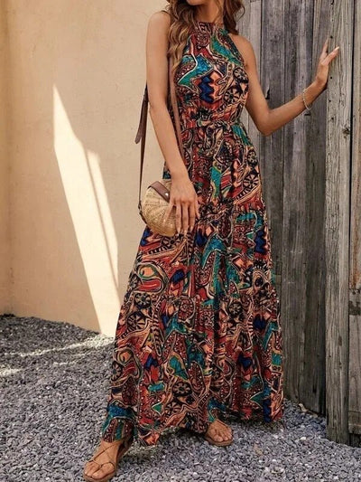 Elanora | Bedrucktes Neckholder-Maxikleid