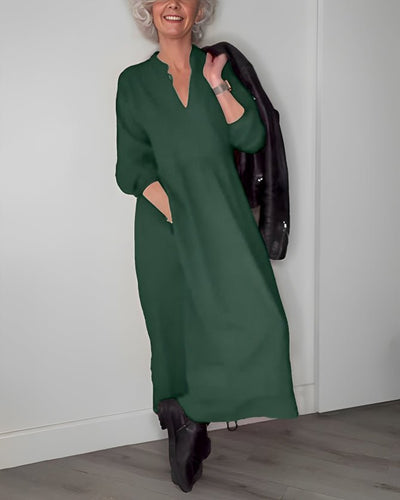 Pia | Fließendes Langarm-Midikleid