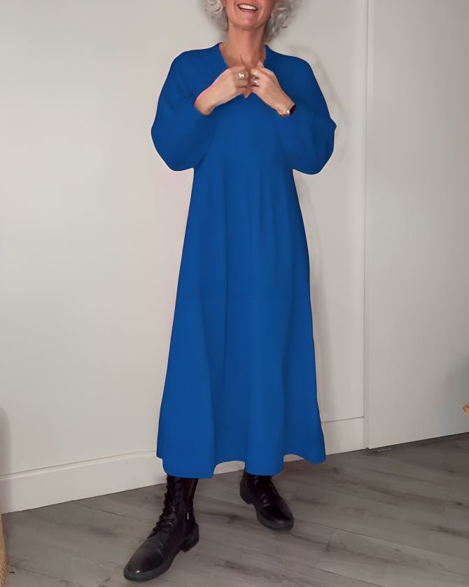 Pia | Fließendes Langarm-Midikleid