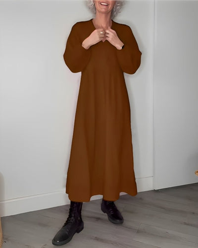 Pia | Fließendes Langarm-Midikleid