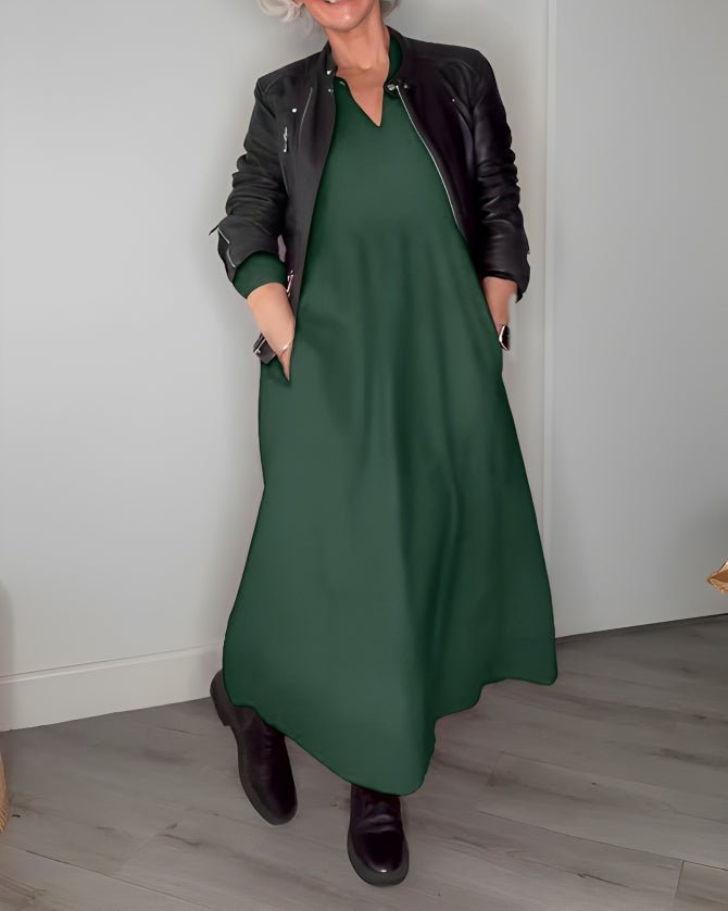 Pia | Fließendes Langarm-Midikleid