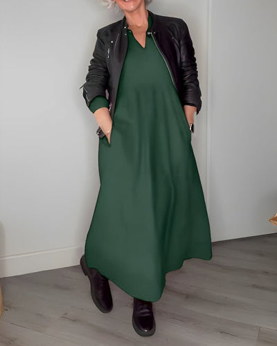 Pia | Fließendes Langarm-Midikleid