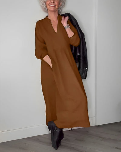 Pia | Fließendes Langarm-Midikleid