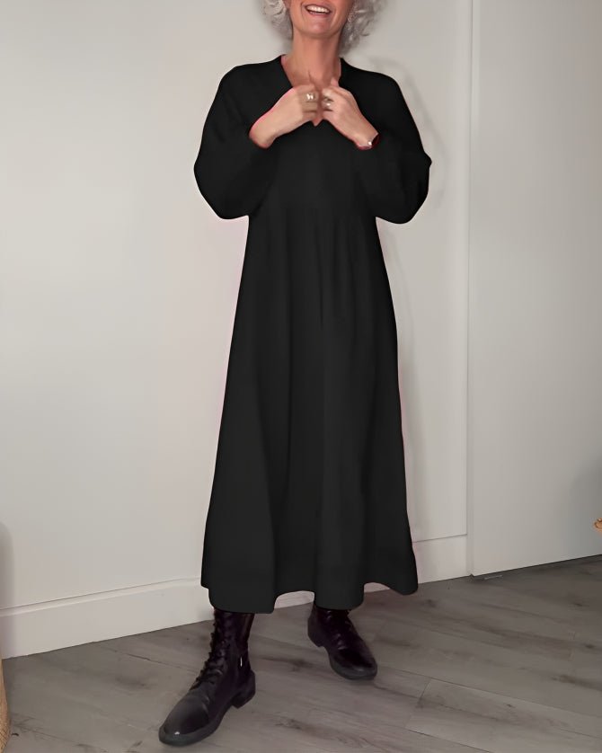 Pia | Fließendes Langarm-Midikleid