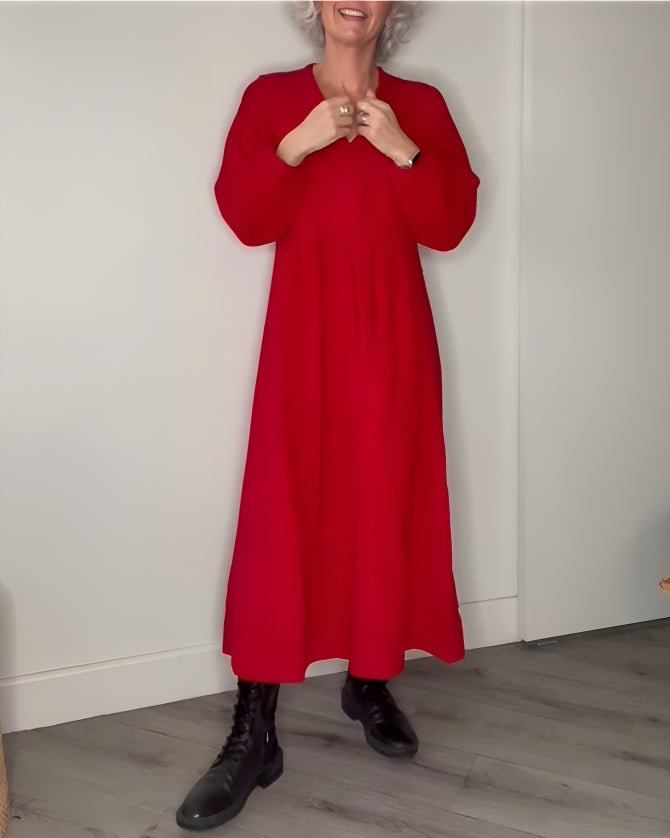 Pia | Fließendes Langarm-Midikleid