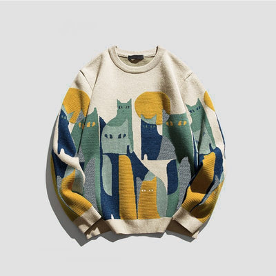 Levinia | Gemütlicher Pullover mit Katzengrafik
