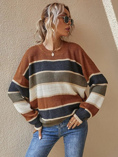 Kaelis | Kuscheliger gestreifter Strickpullover