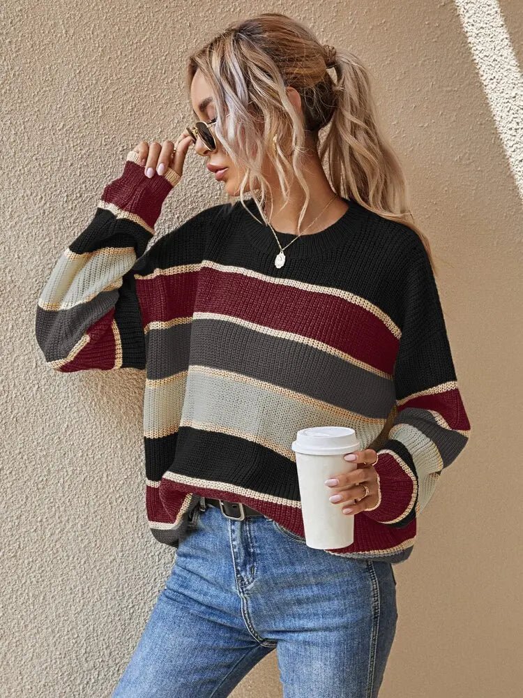 Kaelis | Kuscheliger gestreifter Strickpullover