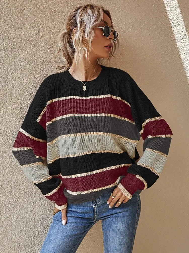 Kaelis | Kuscheliger gestreifter Strickpullover