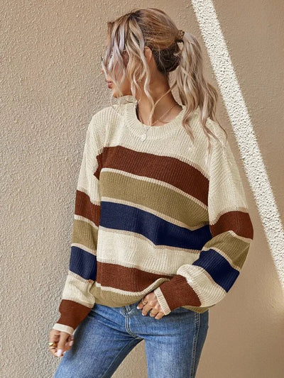 Kaelis | Kuscheliger gestreifter Strickpullover