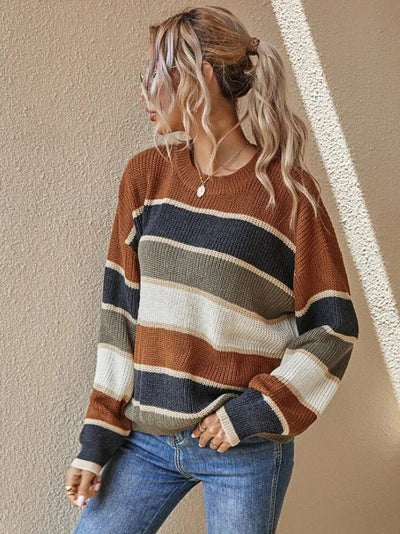 Kaelis | Kuscheliger gestreifter Strickpullover