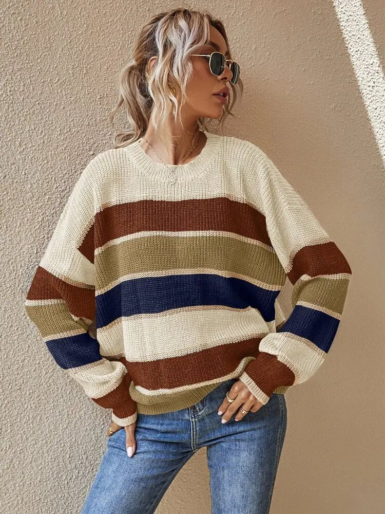 Kaelis | Kuscheliger gestreifter Strickpullover