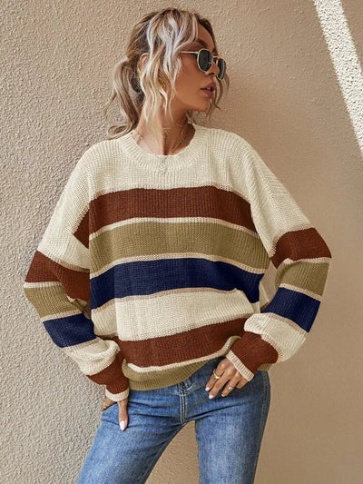 Kaelis | Kuscheliger gestreifter Strickpullover