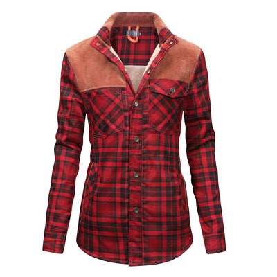 Morvenya | Karierte Jacke mit Plüschfutter